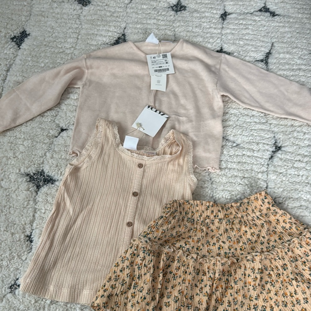 Zara Baby Cardigan & Skirt Outfit